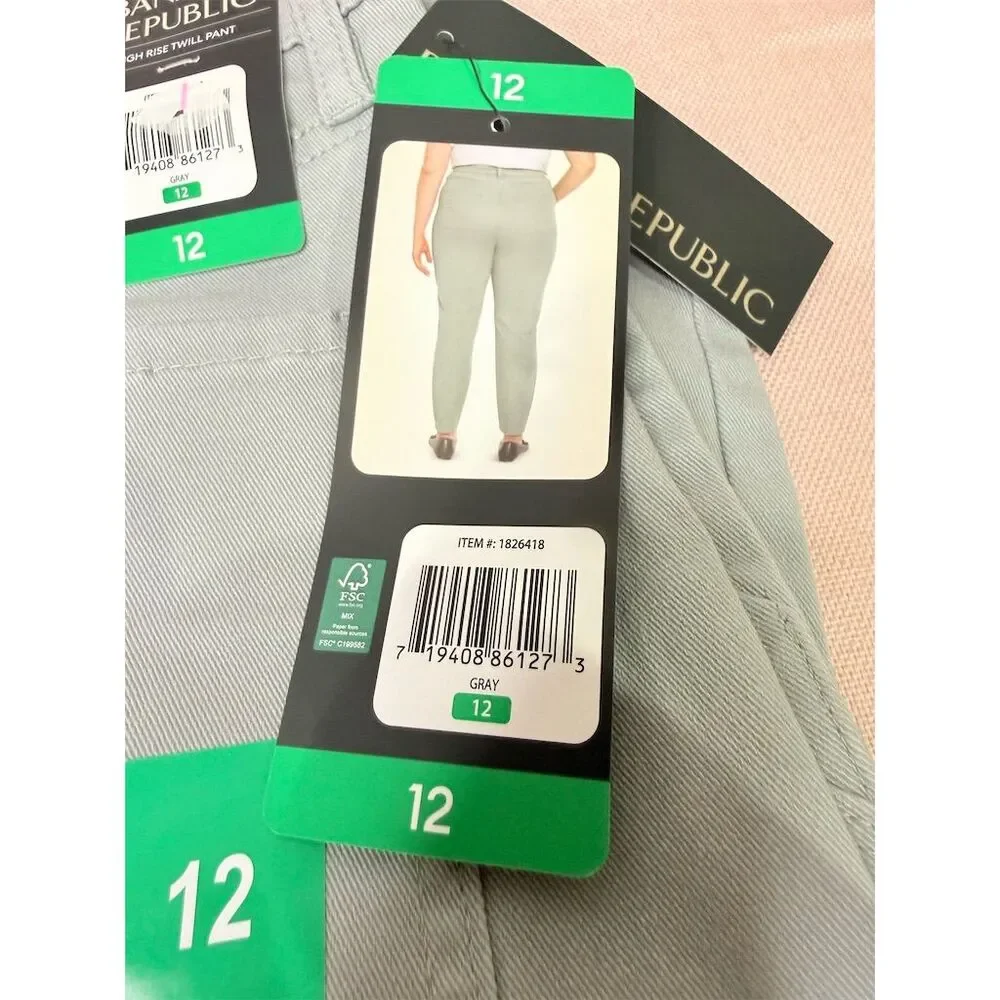 2/20 Banana Republic Women's Gray Stretch Straight twill pant Size 12 comfort